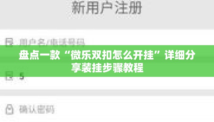 盘点一款“微乐双扣怎么开挂”详细分享装挂步骤教程