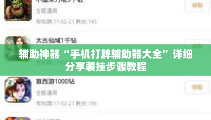 辅助神器“手机打牌辅助器大全”详细分享装挂步骤教程