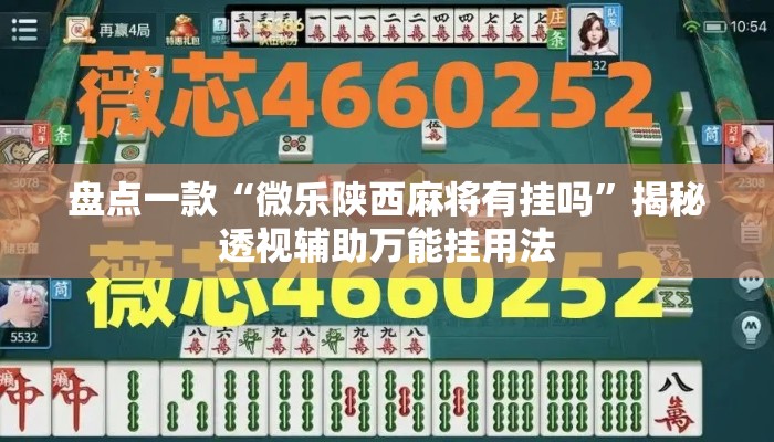 盘点一款“微乐陕西麻将有挂吗”揭秘透视辅助万能挂用法