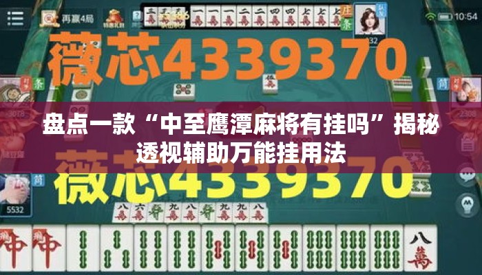 盘点一款“中至鹰潭麻将有挂吗”揭秘透视辅助万能挂用法