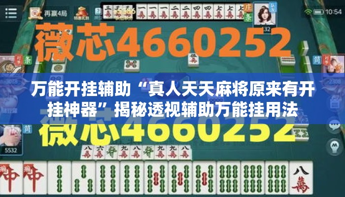 万能开挂辅助“真人天天麻将原来有开挂神器”揭秘透视辅助万能挂用法