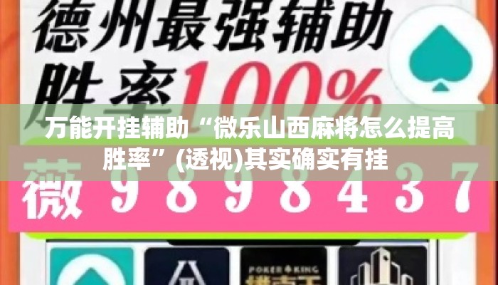 万能开挂辅助“微乐山西麻将怎么提高胜率”(透视)其实确实有挂 