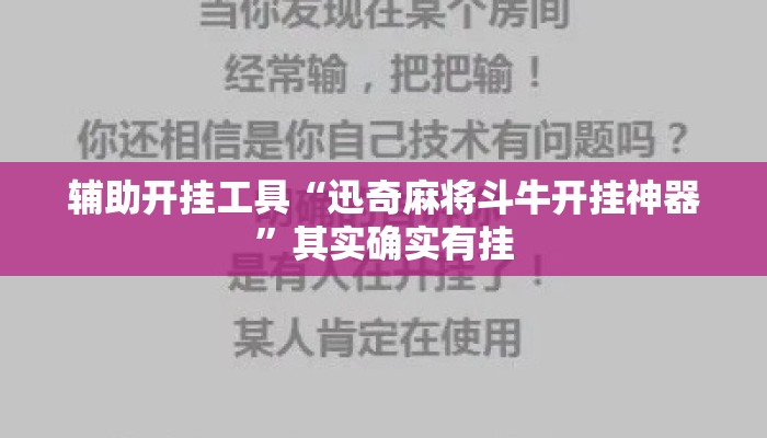 辅助开挂工具“迅奇麻将斗牛开挂神器”其实确实有挂