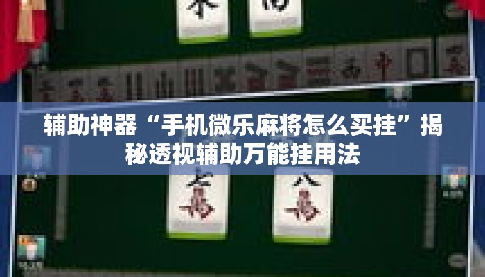 辅助神器“手机微乐麻将怎么买挂”揭秘透视辅助万能挂用法