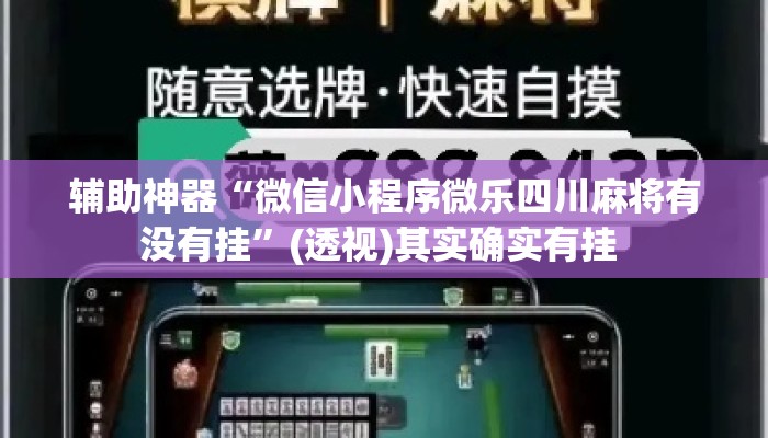 辅助神器“微信小程序微乐四川麻将有没有挂	”(透视)其实确实有挂 