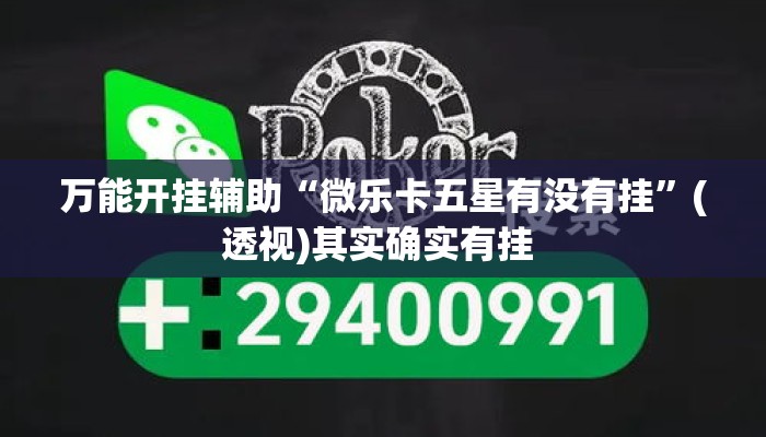 万能开挂辅助“微乐卡五星有没有挂”(透视)其实确实有挂 