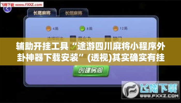辅助开挂工具“途游四川麻将小程序外卦神器下载安装”(透视)其实确实有挂 