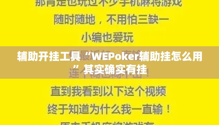 辅助开挂工具“WEPoker辅助挂怎么用”其实确实有挂
