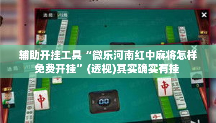 辅助开挂工具“微乐河南红中麻将怎样免费开挂”(透视)其实确实有挂 