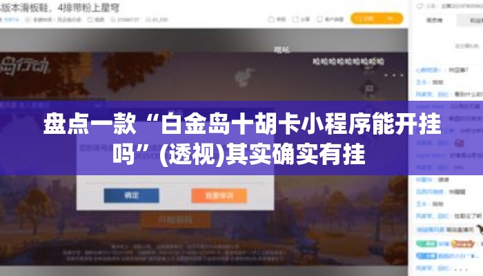 盘点一款“白金岛十胡卡小程序能开挂吗	”(透视)其实确实有挂 