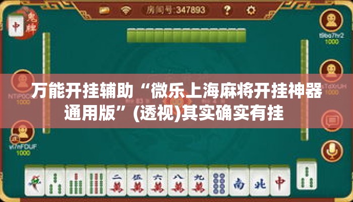 万能开挂辅助“微乐上海麻将开挂神器通用版”(透视)其实确实有挂 
