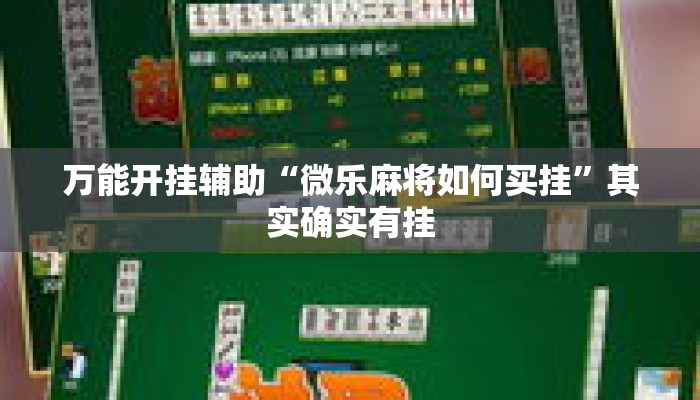 万能开挂辅助“微乐麻将如何买挂”其实确实有挂