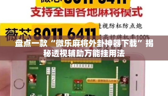 盘点一款“微乐麻将外卦神器下载”揭秘透视辅助万能挂用法