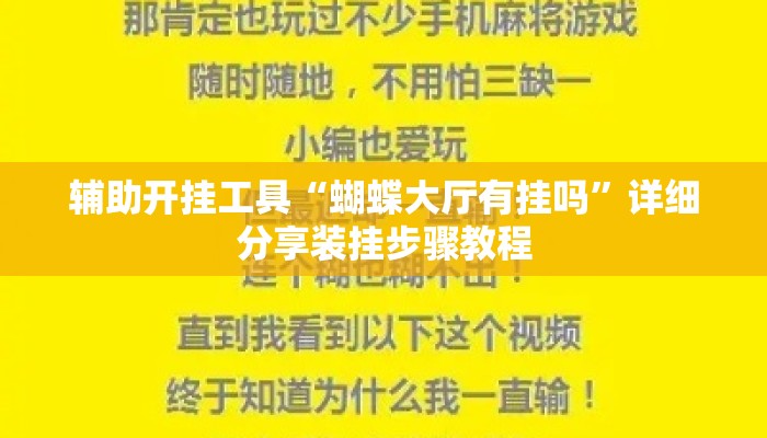辅助开挂工具“蝴蝶大厅有挂吗”详细分享装挂步骤教程