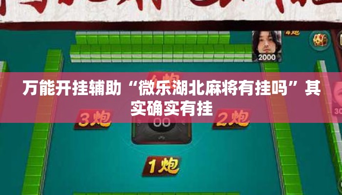 万能开挂辅助“微乐湖北麻将有挂吗”其实确实有挂