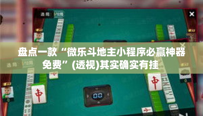 盘点一款“微乐斗地主小程序必赢神器免费”(透视)其实确实有挂 