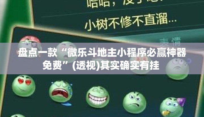 盘点一款“微乐斗地主小程序必赢神器免费	”(透视)其实确实有挂 
