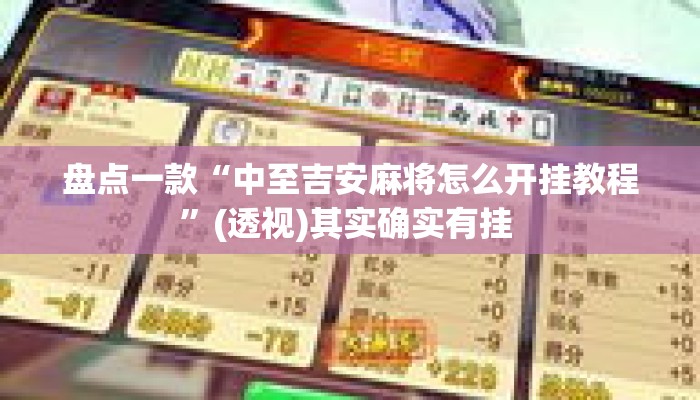 盘点一款“中至吉安麻将怎么开挂教程”(透视)其实确实有挂 