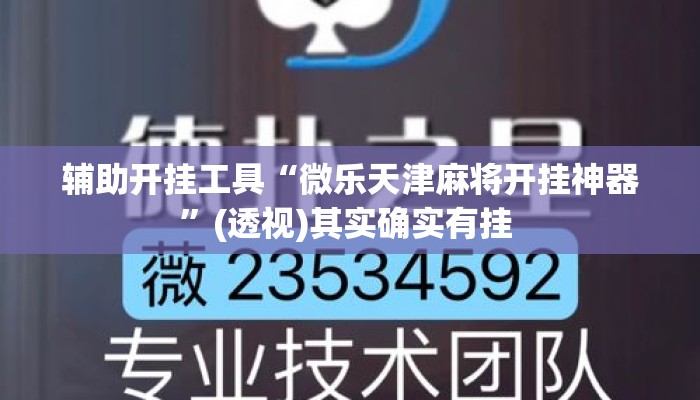 辅助开挂工具“微乐天津麻将开挂神器	”(透视)其实确实有挂 