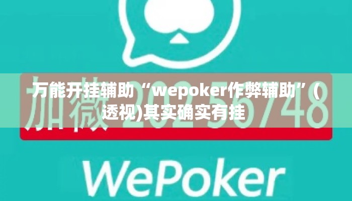 万能开挂辅助“wepoker作弊辅助”(透视)其实确实有挂 