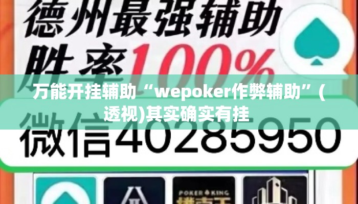 万能开挂辅助“wepoker作弊辅助	”(透视)其实确实有挂 