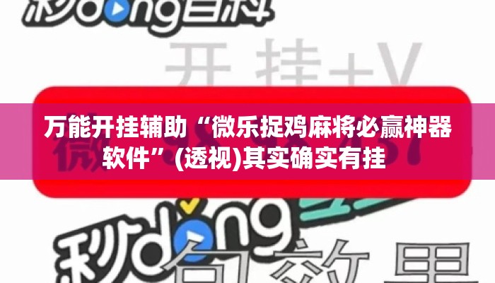 万能开挂辅助“微乐捉鸡麻将必赢神器软件”(透视)其实确实有挂 
