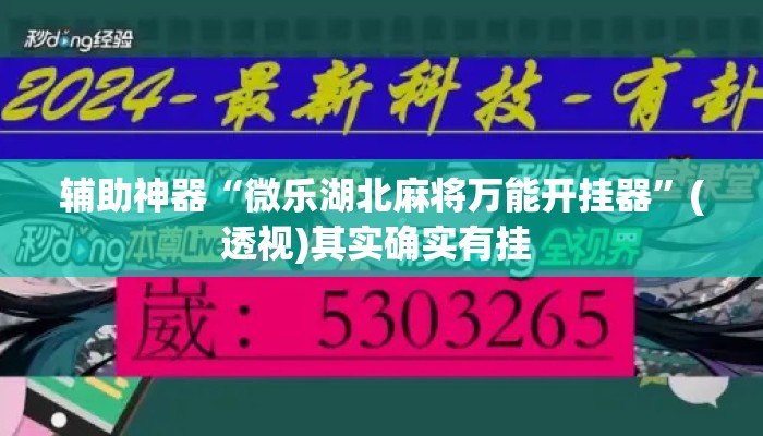 辅助神器“微乐湖北麻将万能开挂器”(透视)其实确实有挂 