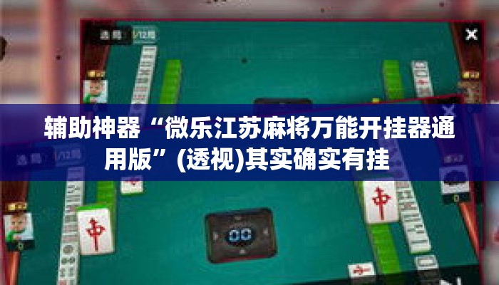 辅助神器“微乐江苏麻将万能开挂器通用版”(透视)其实确实有挂 