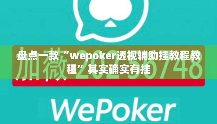 盘点一款“wepoker透视辅助挂教程教程”其实确实有挂