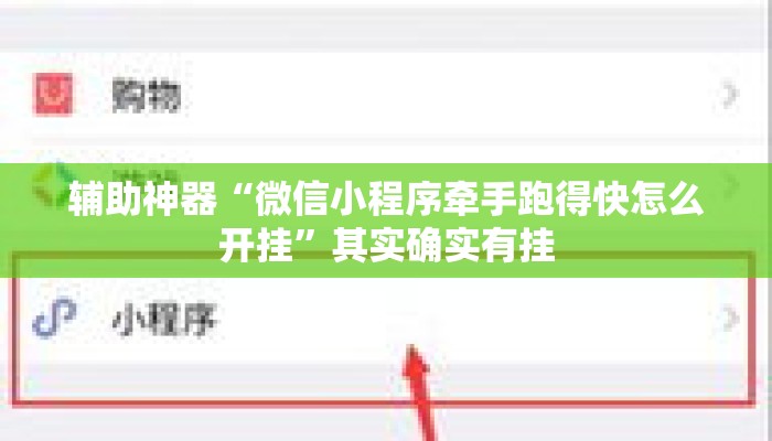辅助神器“微信小程序牵手跑得快怎么开挂	”其实确实有挂