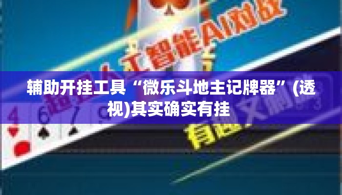 辅助开挂工具“微乐斗地主记牌器”(透视)其实确实有挂 