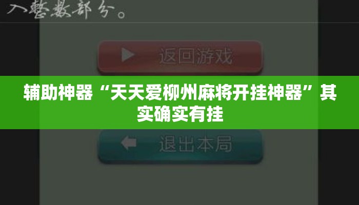 辅助神器“天天爱柳州麻将开挂神器”其实确实有挂