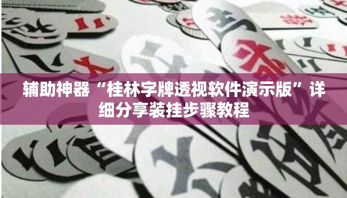辅助神器“桂林字牌透视软件演示版”详细分享装挂步骤教程