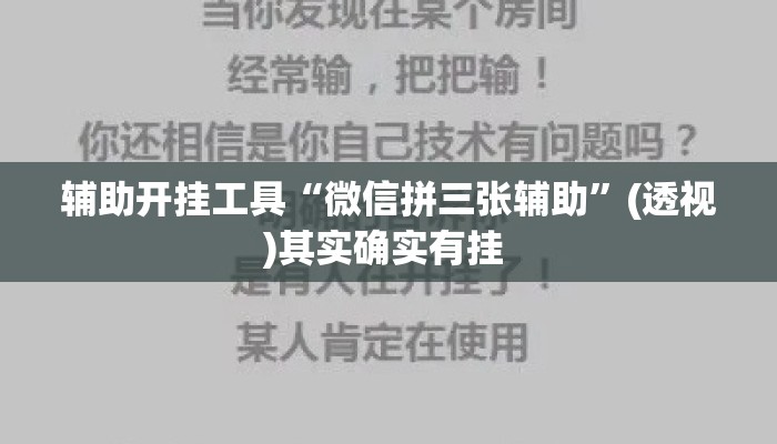 辅助开挂工具“微信拼三张辅助”(透视)其实确实有挂 