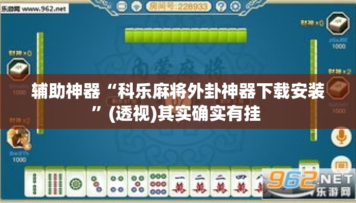 辅助神器“科乐麻将外卦神器下载安装”(透视)其实确实有挂 