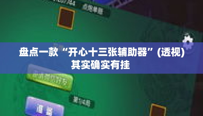 盘点一款“开心十三张辅助器”(透视)其实确实有挂 