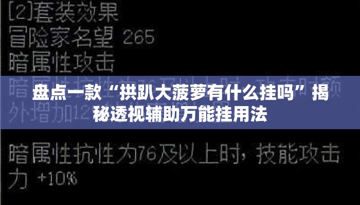 盘点一款“拱趴大菠萝有什么挂吗	”揭秘透视辅助万能挂用法