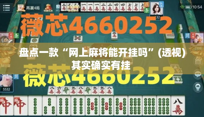盘点一款“网上麻将能开挂吗	”(透视)其实确实有挂 