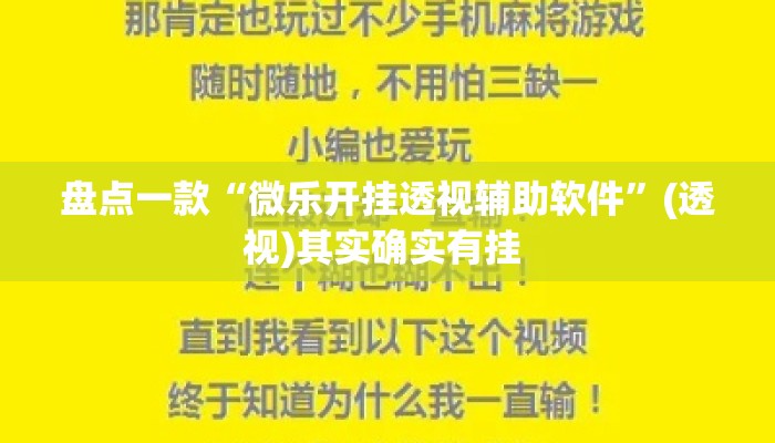 盘点一款“微乐开挂透视辅助软件”(透视)其实确实有挂 