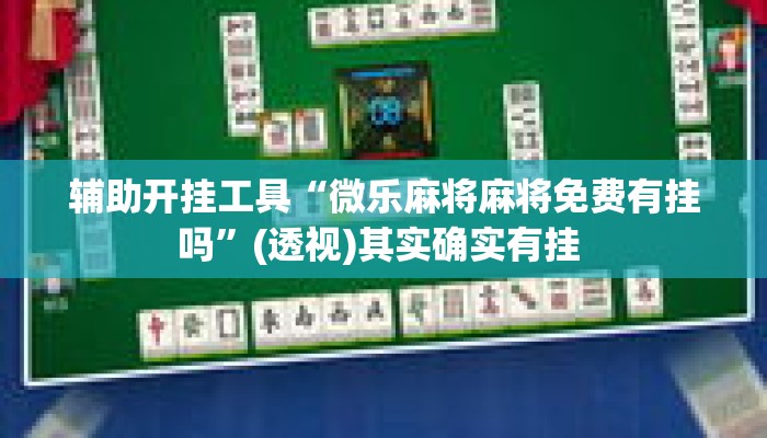 辅助开挂工具“微乐麻将麻将免费有挂吗	”(透视)其实确实有挂 