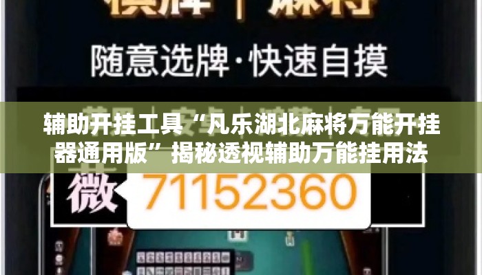 辅助开挂工具“凡乐湖北麻将万能开挂器通用版”揭秘透视辅助万能挂用法