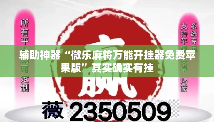 辅助神器“微乐麻将万能开挂器免费苹果版”其实确实有挂