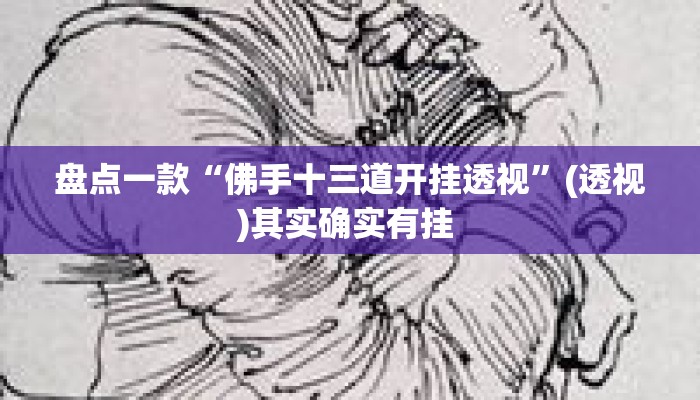 盘点一款“佛手十三道开挂透视”(透视)其实确实有挂 