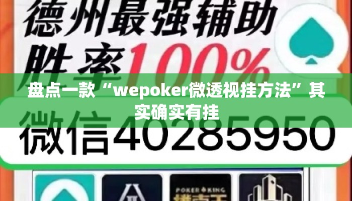 盘点一款“wepoker微透视挂方法	”其实确实有挂