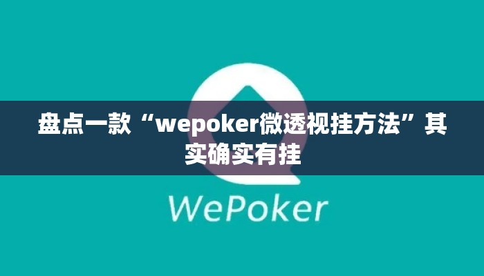 盘点一款“wepoker微透视挂方法	”其实确实有挂