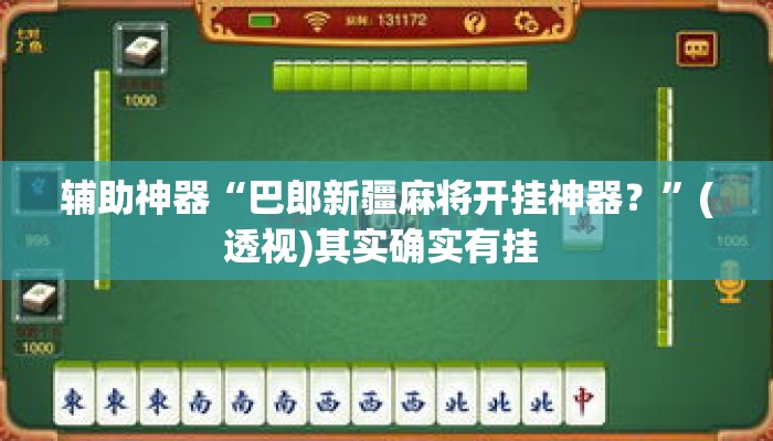 辅助神器“巴郎新疆麻将开挂神器？”(透视)其实确实有挂 
