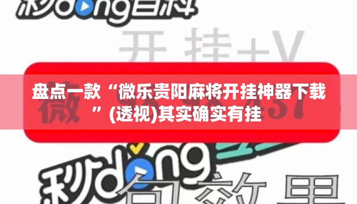盘点一款“微乐贵阳麻将开挂神器下载”(透视)其实确实有挂 
