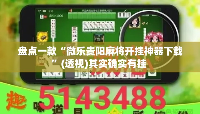 盘点一款“微乐贵阳麻将开挂神器下载”(透视)其实确实有挂 