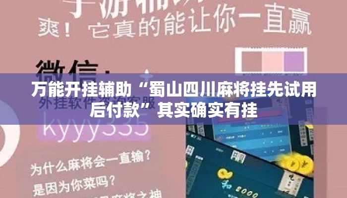 万能开挂辅助“蜀山四川麻将挂先试用后付款	”其实确实有挂