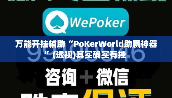 万能开挂辅助“PoKerWorld助赢神器”(透视)其实确实有挂 
